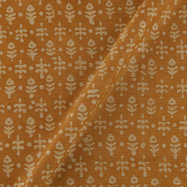 Fancy Bhagalpuri Blended Cotton Apricot Colour Leaves Batik Print On Silk Feel Fabric Online 9525BF10