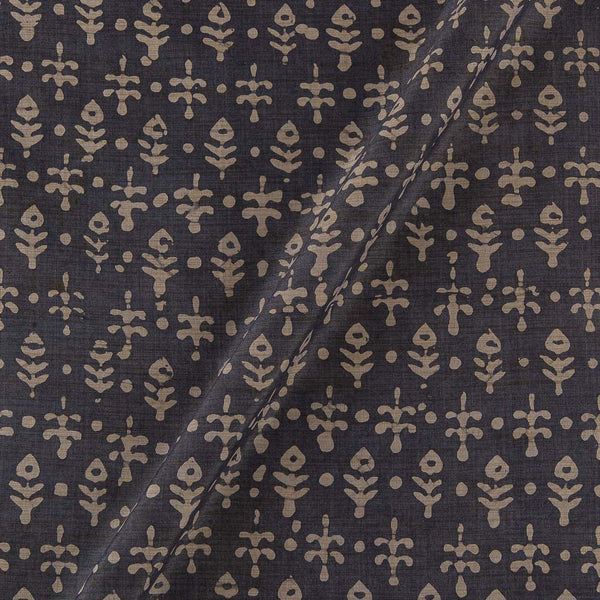 Fancy Bhagalpuri Blended Cotton Steel Grey Colour Leaves Batik Print On Silk Feel Fabric Online 9525BF1