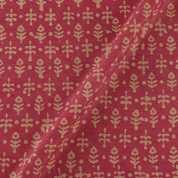 Fancy Bhagalpuri Blended Cotton Pink Colour Leaves Batik Print On Silk Feel Fabric Online 9525BF5
