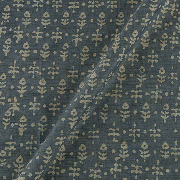 Fancy Bhagalpuri Blended Cotton Cambridge Blue Colour Leaves Batik Print On Silk Feel Fabric Online 9525BF6