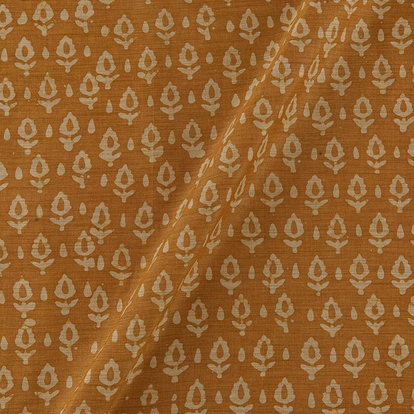 Fancy Bhagalpuri Blended Cotton Apricot Colour Leaves Batik Print On Silk Feel Fabric Online 9525BH4