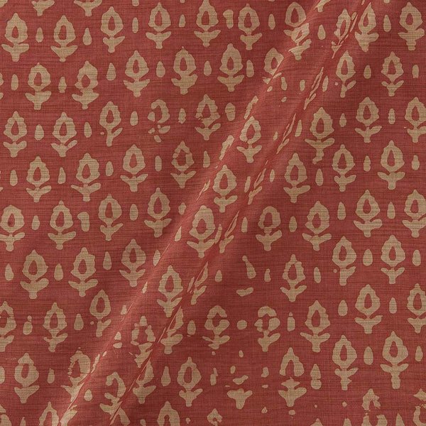 Fancy Bhagalpuri Blended Cotton Sugar Coral Colour Leaves Batik Print On Silk Feel Fabric Online 9525BH6