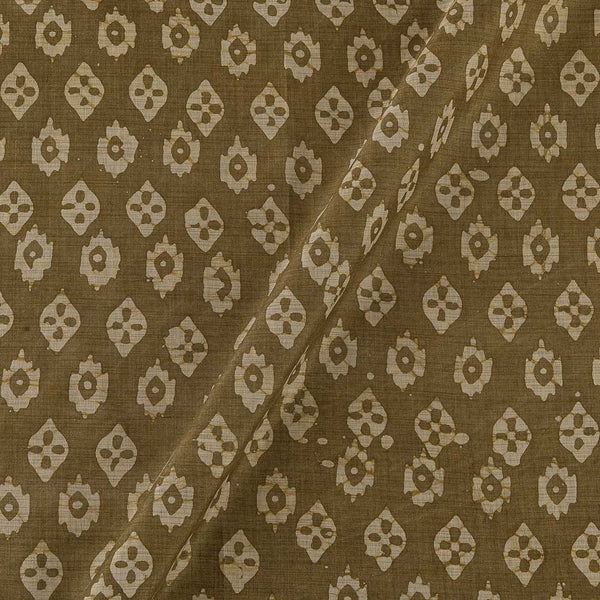 Fancy Bhagalpuri Blended Cotton Olive Colour Geometric Batik Print On Silk Feel Fabric Online 9525BI3