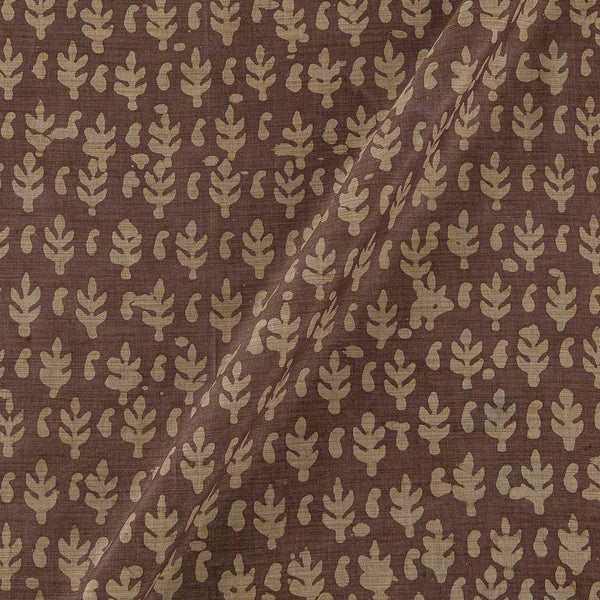 Fancy Bhagalpuri Blended Cotton Ginger Colour Leaves Batik Print On Silk Feel Fabric Online 9525V3