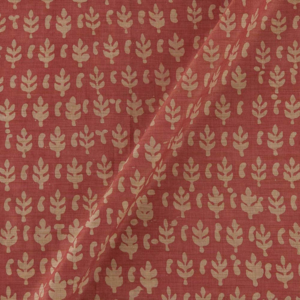 Fancy Bhagalpuri Blended Cotton Sugar Coral Colour Leaves Batik Print On Silk Feel Fabric Online 9525V5