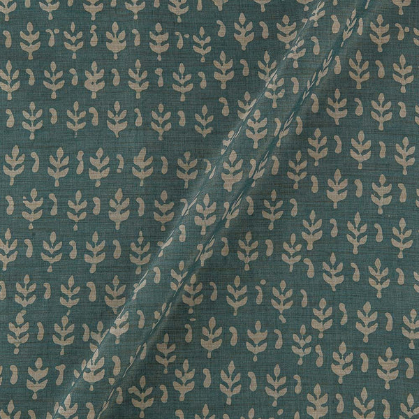 Fancy Bhagalpuri Blended Cotton Cambridge Blue Colour Leaves Batik Print On Silk Feel Fabric Online 9525V9