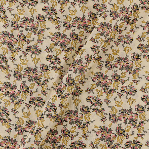 Rayon Cream Yellow Colour Floral Print Fabric Online 9529AA4