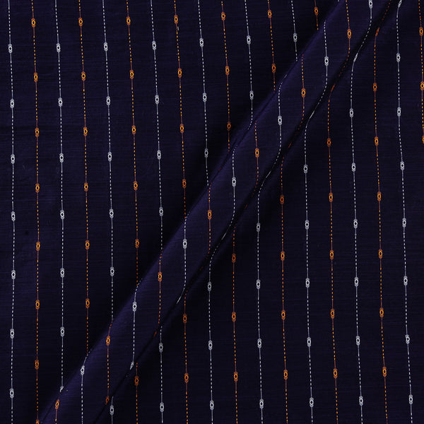 Spun Dupion Violet X Black Cross Tone Jacquard Butta with Kantha Stripes Fabric Online 9530S1