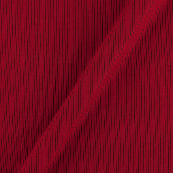 Buy Cherry Red Colour Stripes On Slub Cotton Fabric Online 9531DJ3
