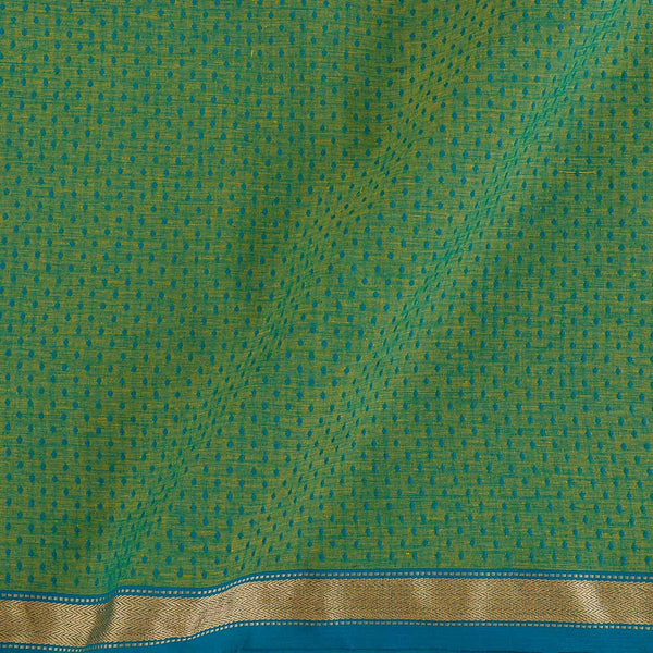 Buy South Cotton Parrot Green X Aqua Cross Tone Two Side Gold Border Fabric Online 9538AA17