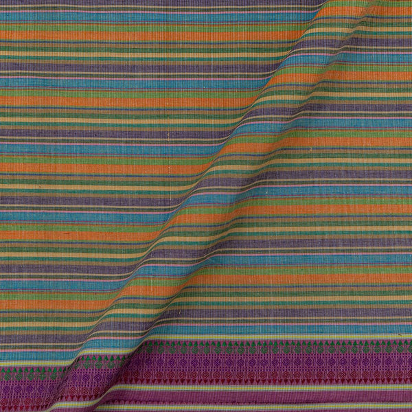 Cotton Multi Colour Stripes with Jacquard Daman Border Fabric Online 9540B4