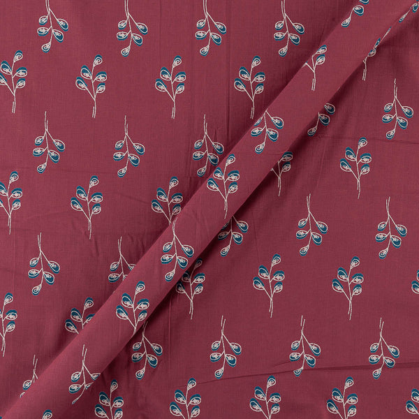 Cotton Dusty Pink Colour Leaves Print Fabric Online 9549BS