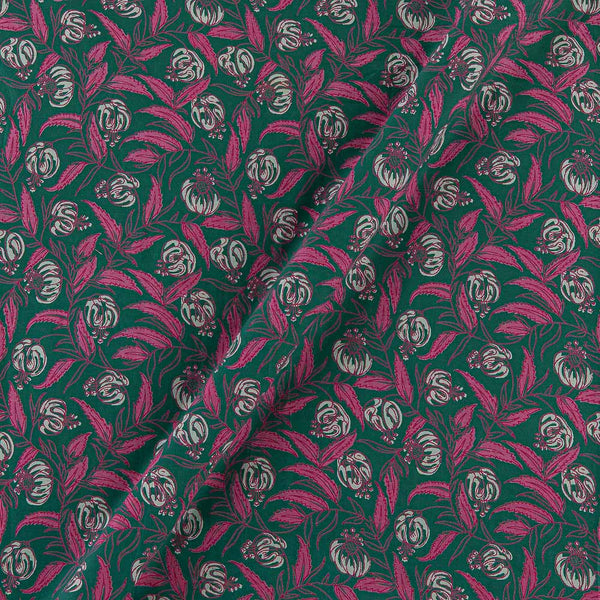 Cotton Emerald Green Colour Floral Jaal Print 42 Inches Width Fabric
