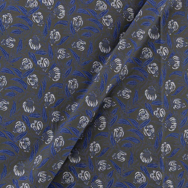 Cotton Charcoal Grey Colour Floral Jaal Print 42 Inches Width Fabric