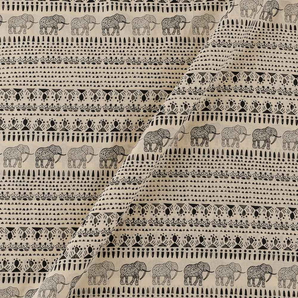 Cotton Off White Colour Elephant Motif Print Fabric Online 9557EL1