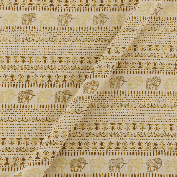 Cotton Off White Colour Elephant Motif Print Fabric Online 9557EL2