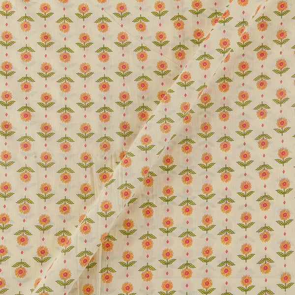 Cotton Cream Yellow Colour Floral Print Fabric Online 9557EO1