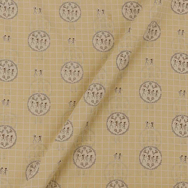 Cotton Cream Yellow Colour Warli Print Fabric Online 9557EQ2