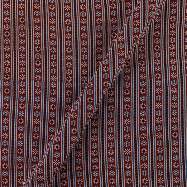 Cotton Barmer Ajrakh Maroon Colour All Over Border Block Print Fabric Online 9567DK1