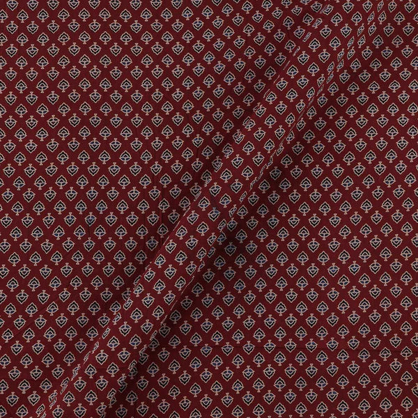 Cotton Barmer Ajrakh Maroon Colour Floral Block Print Fabric Online 9567DL3