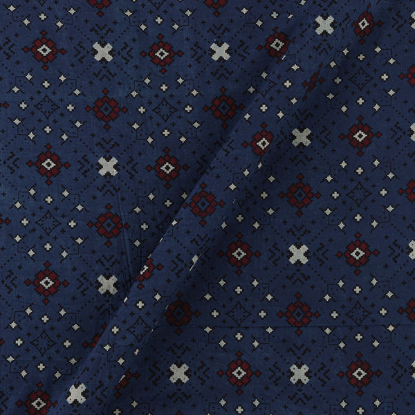 Cotton Barmer Ajrakh Indigo Colour Patola Inspired Block Print Fabric Online 9567DM2