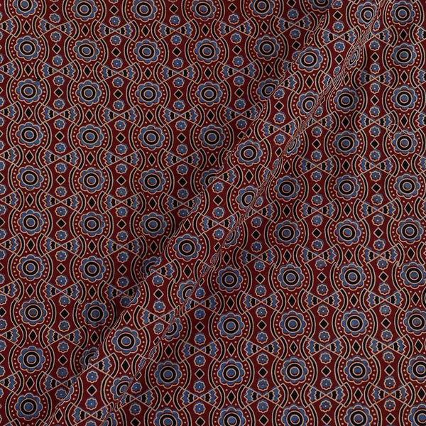 Buy Cotton Barmer Ajrakh Maroon Colour All Over Border Print Fabric Online 9567EU2