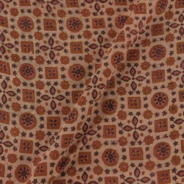 Assam Silk Feel Vanaspati [Natural Dye] Pink Lemonade Colour Ajrakh Inspired Hand Block Print Fabric Online 9568CX1