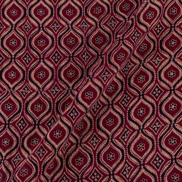 Vanaspati Ajrakh Cherry Red Colour Authentic Mughal Block Print Cotton Fabric
