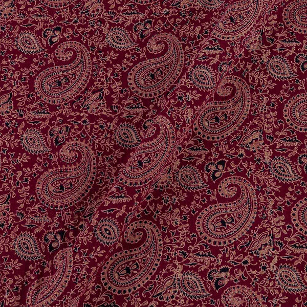 Vanaspati Ajrakh Cherry Red Colour Authentic Paisley Jaal Block Print Cotton Fabric