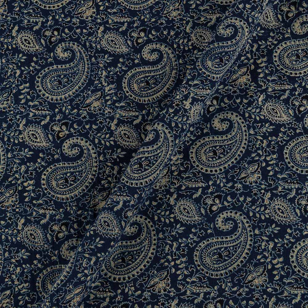 Buy Vanspati Ajrakh  Indigo Blue Colour Paisley Jaal Block Print Cotton Fabric Online 9568DE7