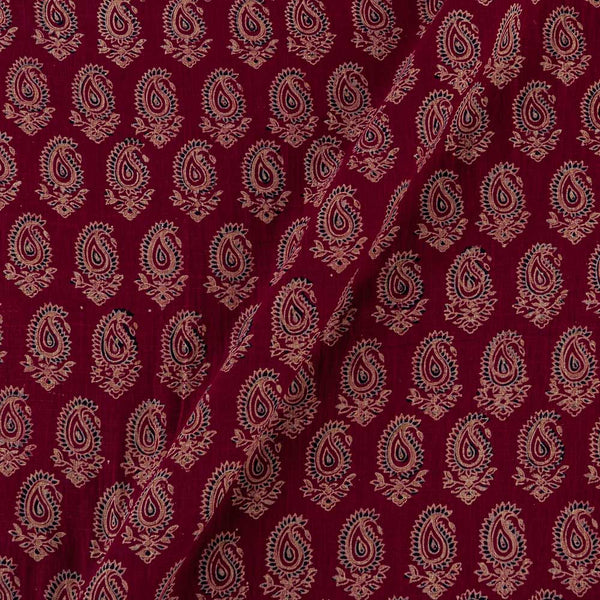 Vanaspati Ajrakh Cherry Red Colour Authentic Paisley Block Print 43 Inches Width Cotton Fabric