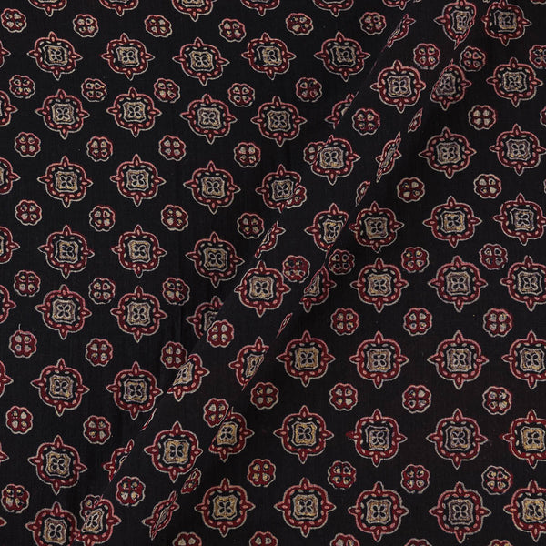 Vanaspati Ajrakh Black Colour Authentic Geometric Block Print Cotton Fabric