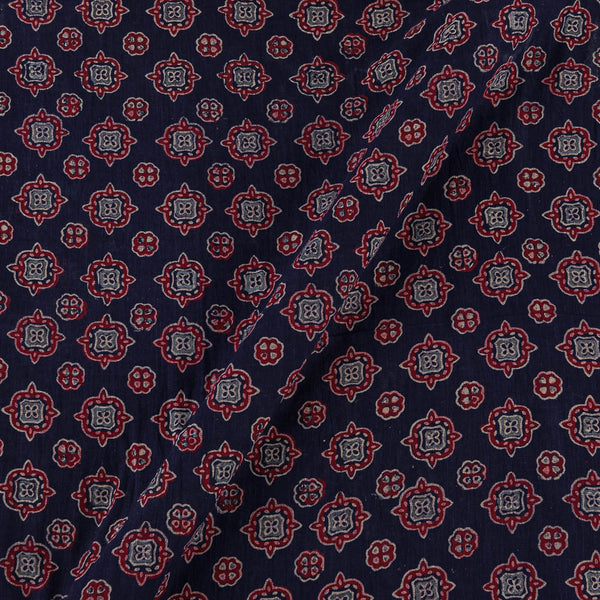 Vanaspati Ajrakh Indigo Colour Authentic Geometric Block Print Cotton Fabric