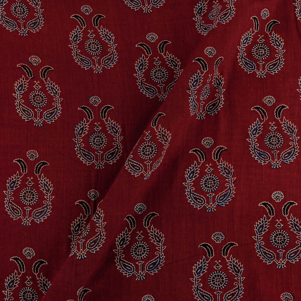Buy Vanspati Ajrakh Maroon Colour Ethnic Block Print Cotton Fabric Online 9568DK1