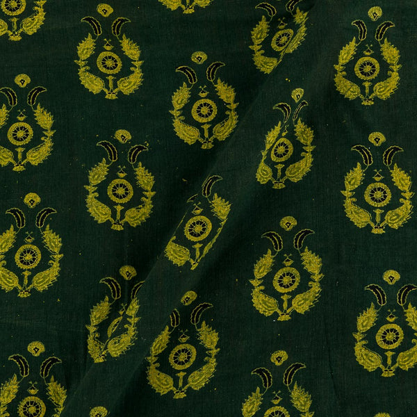 Vanaspati Ajrakh Dark Green Colour Ethnic Block Print Cotton Fabric