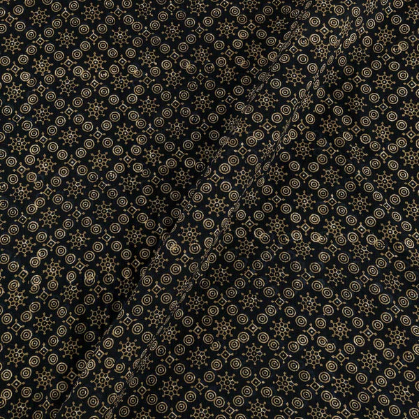 Vanaspati Ajrakh Black Colour Block Print Cotton Fabric