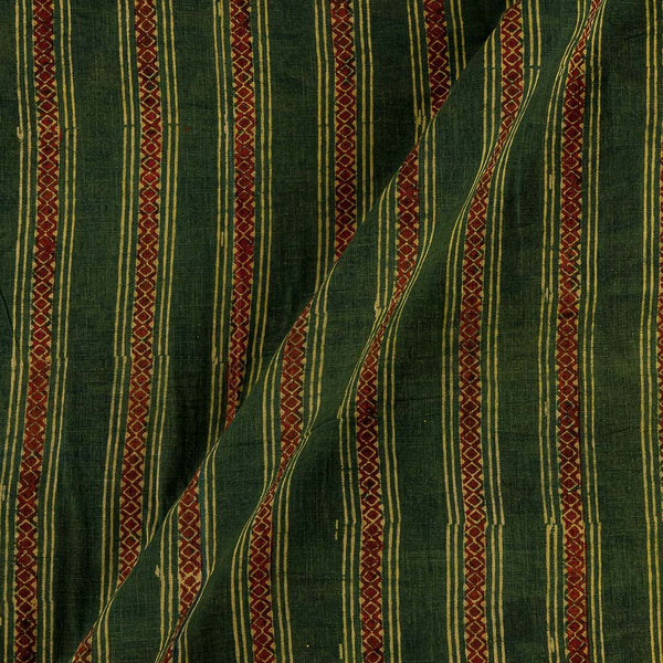 Buy Vanaspati Ajrakh Dark Green Colour All over Border Block Print Cotton Fabric Online 9568DM2