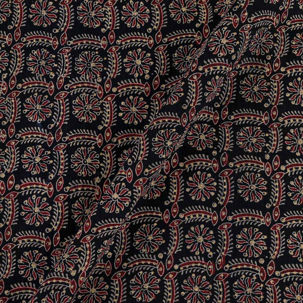 Buy Vanspati Ajrakh Black Colour Ethnic Block Print Cotton Fabric Online 9568DO1