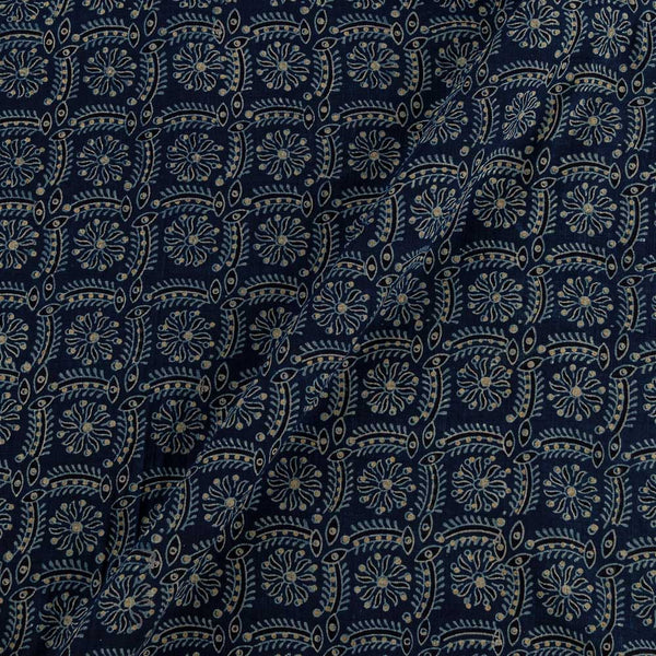 Buy Vanspati Ajrakh Indigo Blue Colour Ethnic Block Print Cotton Fabric Online 9568DO3