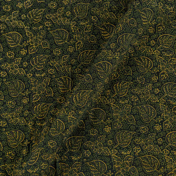 Buy Vanspati Ajrakh  Black Colour Leaves Block Print Cotton Fabric Online 9568DQ