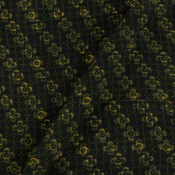 Buy Vanspati Ajrakh  Black Colour Geometric Block Print Cotton Fabric Online 9568DR1