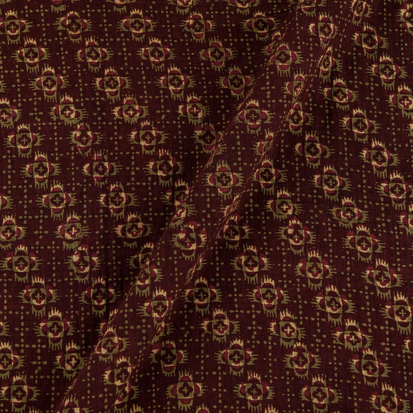 Buy Vanspati Ajrakh  Maroon Colour Geometric Block Print Cotton Fabric Online 9568DR2