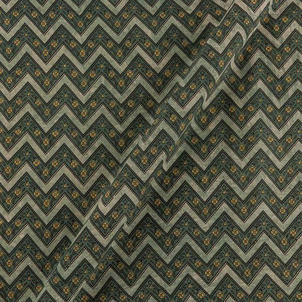 Buy Vanaspati Ajrakh Laurel Green Colour Chevron Print Cotton Fabric Online 9568DU1