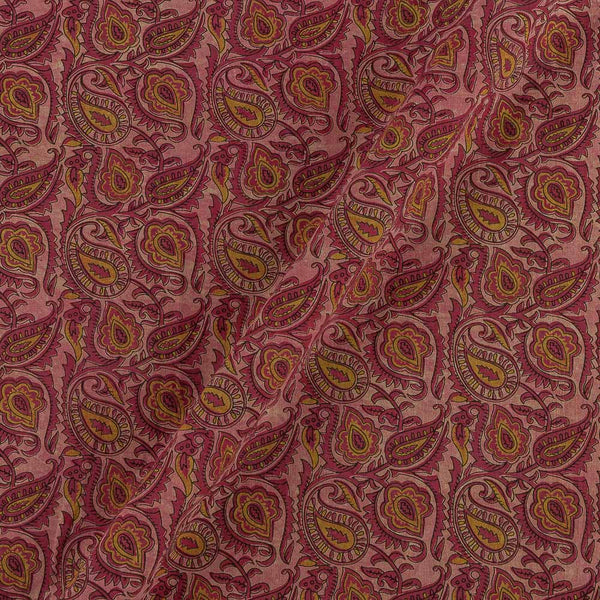 Buy Vanaspati Ajrakh Carrot Colour  Paisley Jaal Block Print Cotton Fabric Online 9568DW3