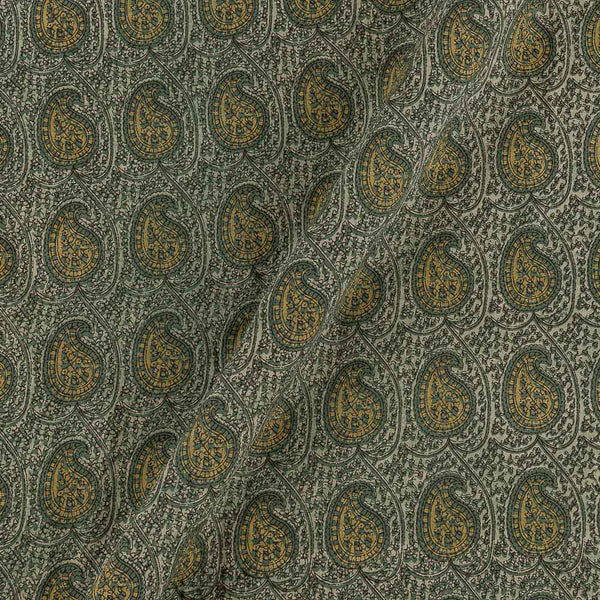 Buy Vanaspati Ajrakh Laurel Green Colour Paisley Jaal Block Print Cotton Fabric Online 9568EA1