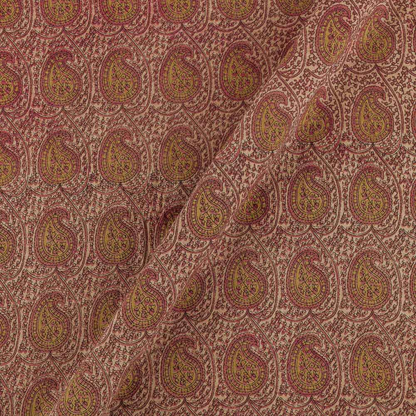 Buy Vanaspati Ajrakh Carrot Colour  Paisley Jaal Block Print Cotton Fabric Online 9568EA3