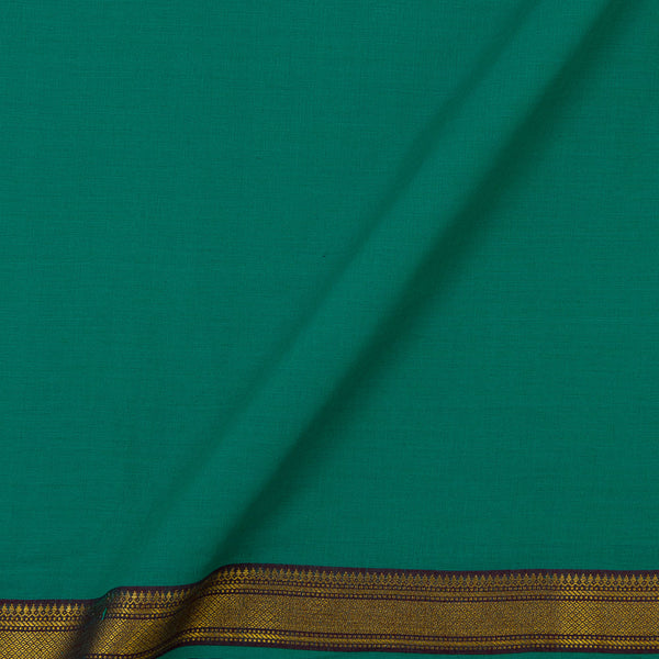 South Cotton Emerald Green Colour Two Side Zari Border Fabric Online 9571AK4