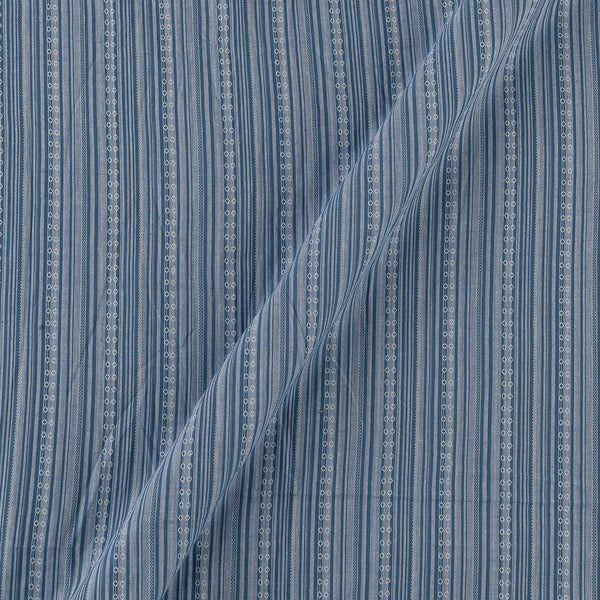 Cadet Blue Colour Jacquard Stripes Dobby Cotton Washed Fabric Online 9572AL12