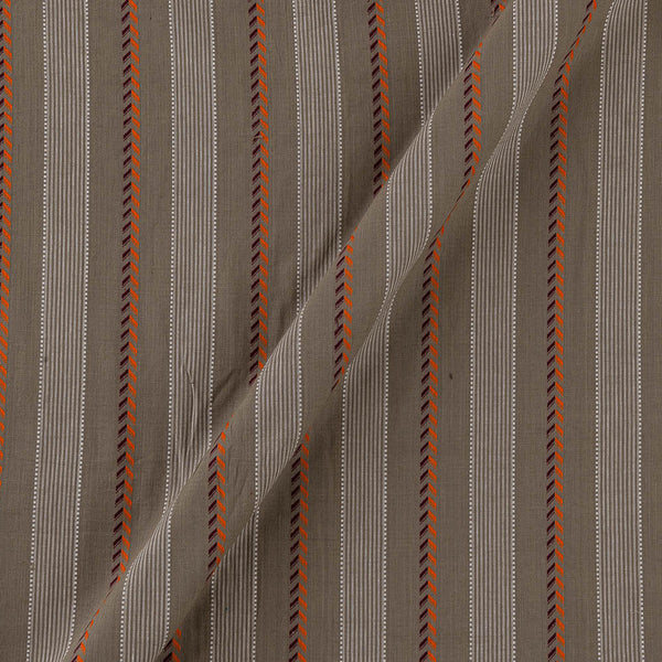 Cotton All Over Jacquard Border Nut Brown Colour Fabric Online 9572AP3