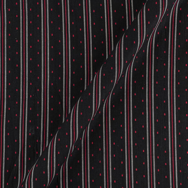 Buy Black Colour Jacquard Stripes Cotton Washed Fabric Online 9572BA1